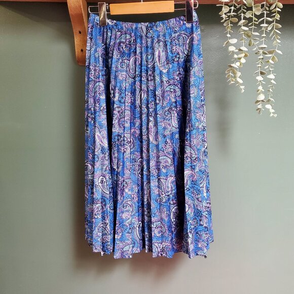 Vintage Pleated Paisley Skirt - Picture 1 of 4